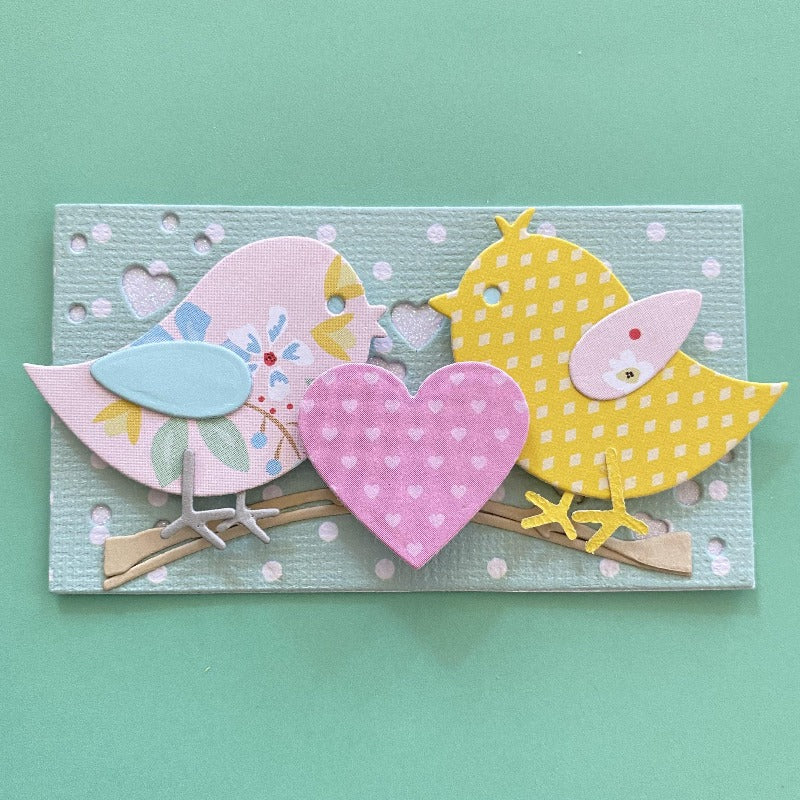 Cute Birds & Hollow Heart Background Bords Dies Set - Inlovearts