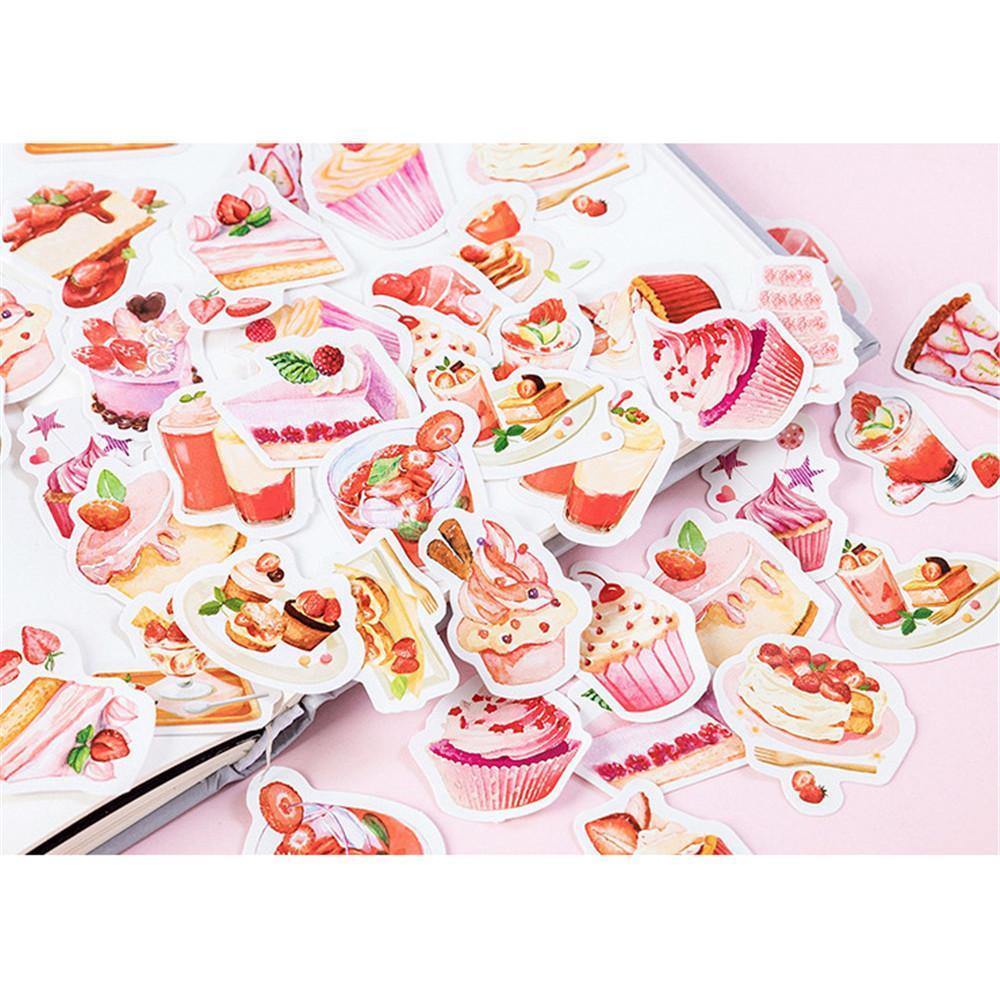 (2 Types) Strawberry&Ice Cream Dessert Series Packed Stickers <46 PCS> - Inlovearts