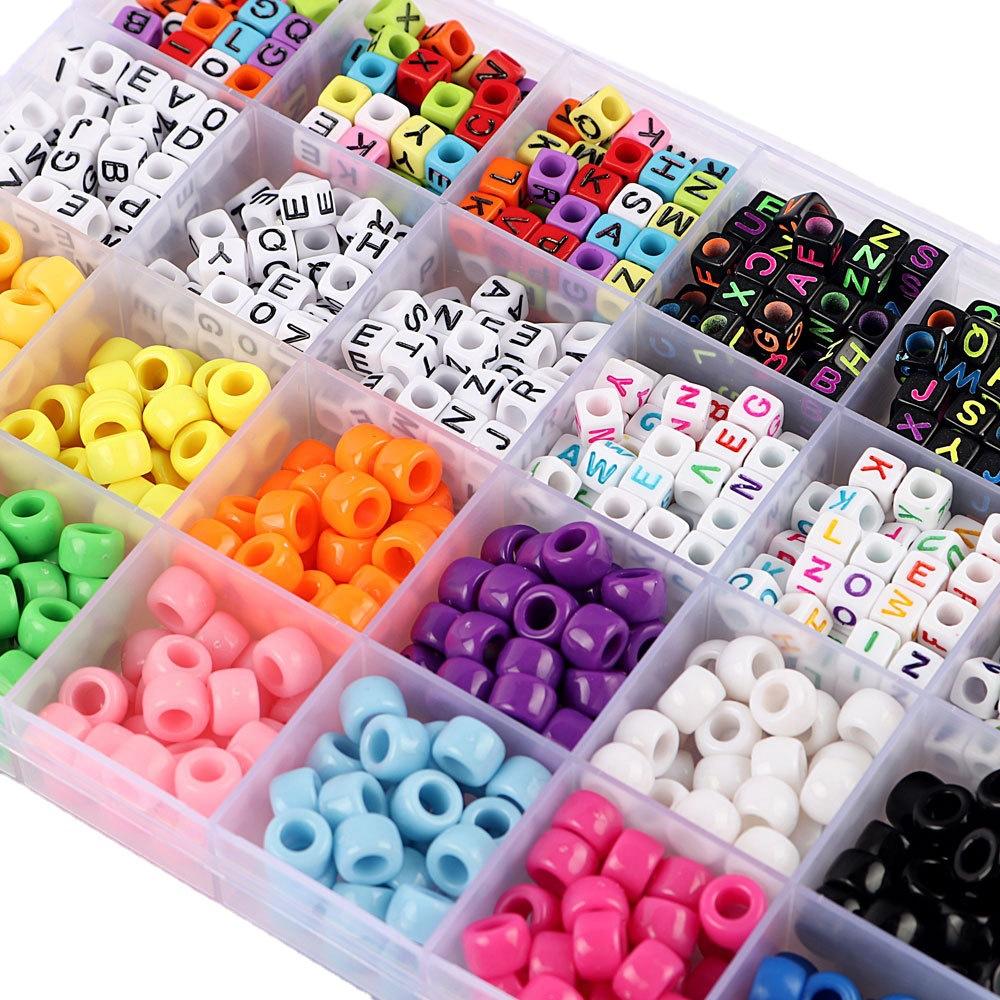 Colorful Big Hole Beads Letter Beads 10 Color Elastic Thread Set - lifescraft