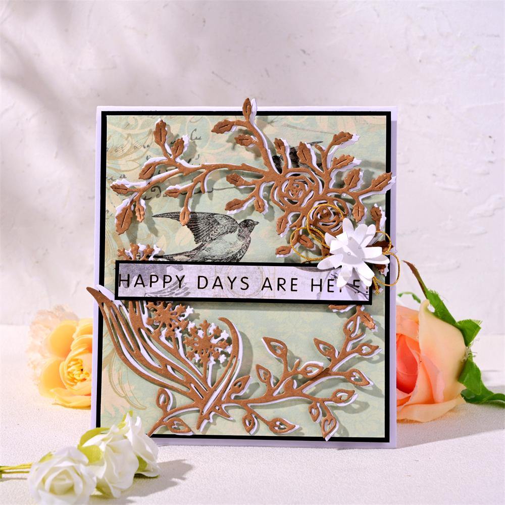 Flower and Leaves Branches Frame Dies - Inlovearts
