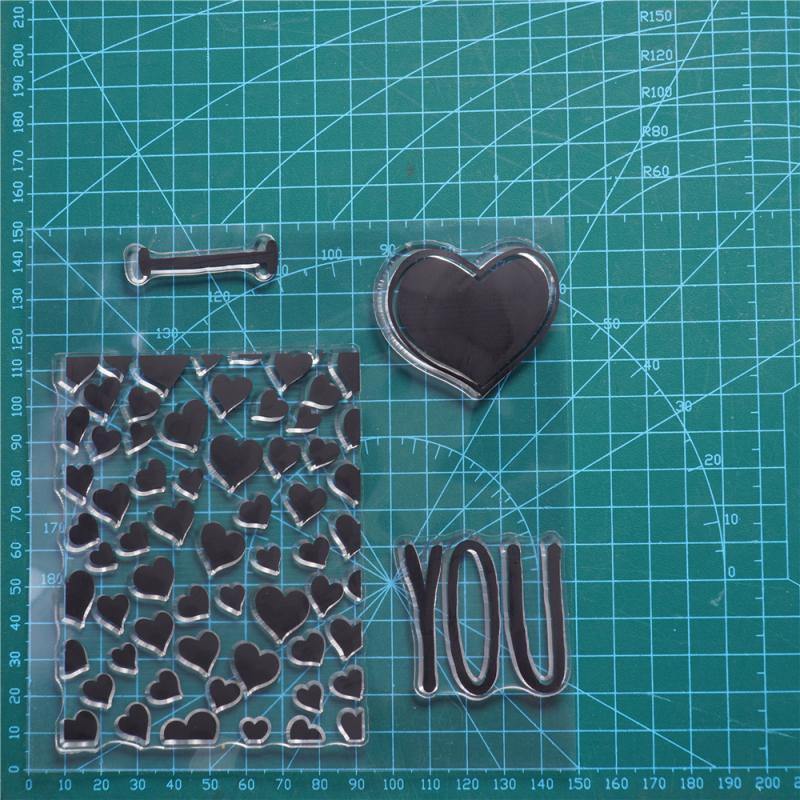 I Heart You Background Stamps - Inlovearts