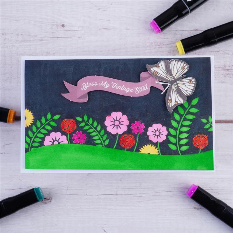Charming Flowers Border Stamps - Inlovearts